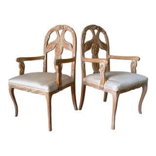 Vintage Regency Faux Bois Palm Dining Chairs – A Pair For Sale