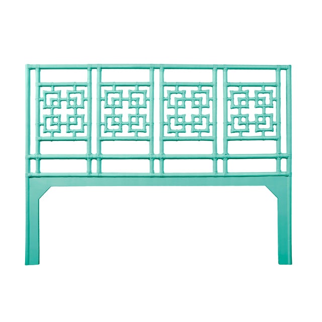 Coastal Palm Springs Headboard King - Turquoise For Sale - Image 3 of 3