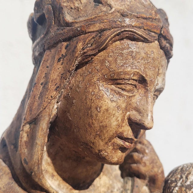 Stone Virgin and Child, 1800s, Limestone For Sale - Image 7 of 18