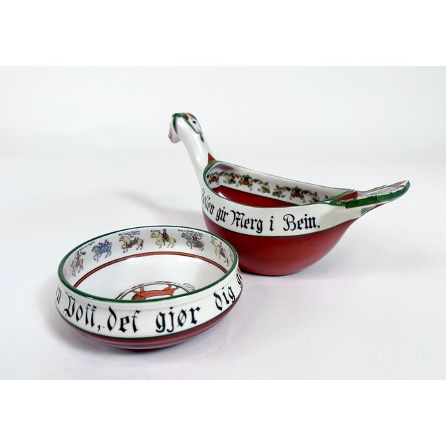 This set of 2 high-quality Norwegian porcelain bowls by PP Porsgrund Norge is a rare find. The hand-painted bowls were...