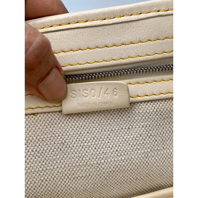 Pre-Loved Celine Yellow Beige Canvas Coated PVC Plastic Macadam Tote Bag For Sale - Image 9 of 18