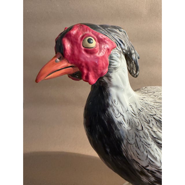 1970s Fine Mottahadeh Large Porcelain Model of Silver Feathered Pheasant Hen For Sale - Image 5 of 12