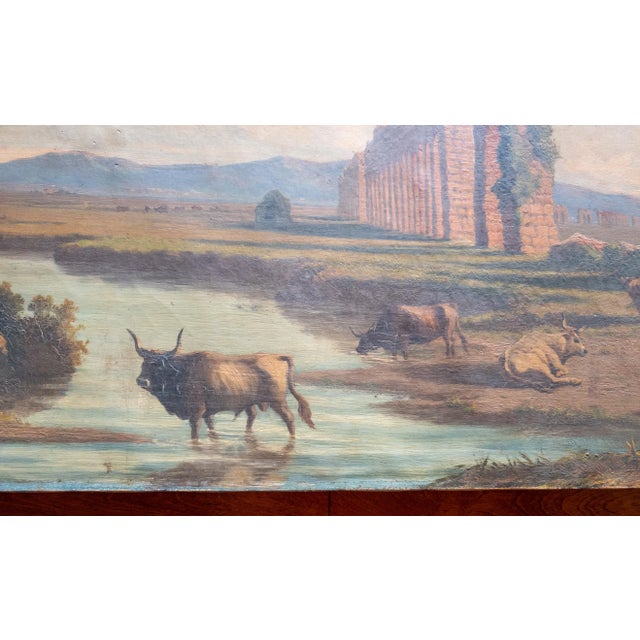 Textile 19th Century Italian Landscape Painting of Roman Aqueduct Ruins After Corrodi For Sale - Image 7 of 16