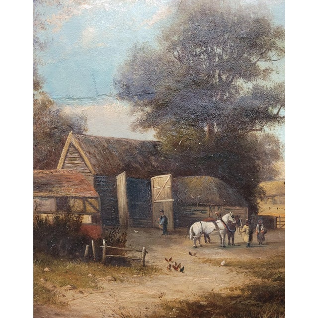 19th Century Signed Antique Farmscape Oil Painting, Framed For Sale - Image 9 of 10