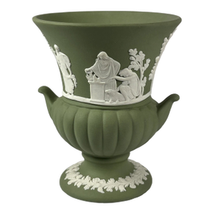 Vintage Wedgwood Jasperware Green Sage Vase
