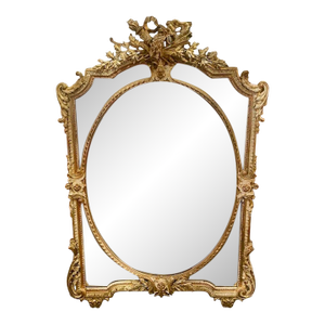 19th C. French Louis XV Giltwood Mirror