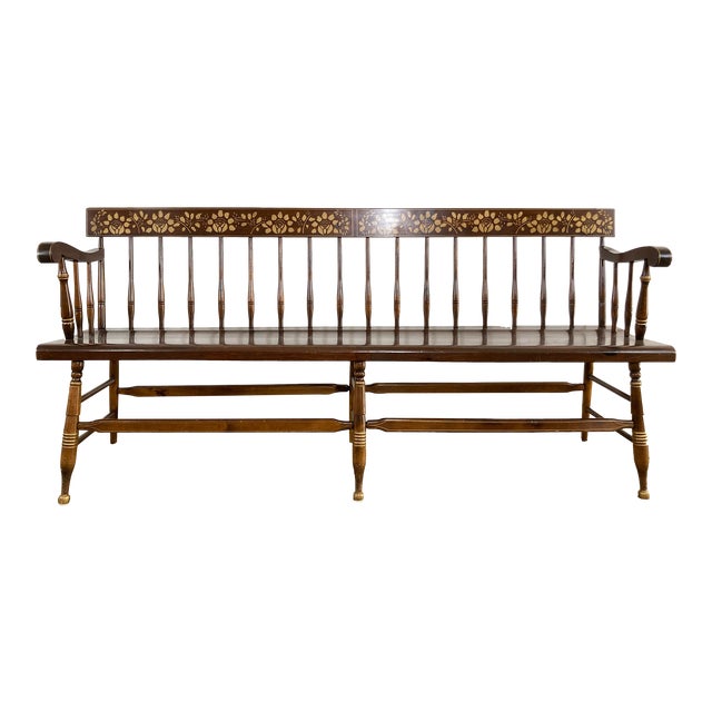 Vintage Windsor Hitchcock Style Stenciled Wood Bench Chairish