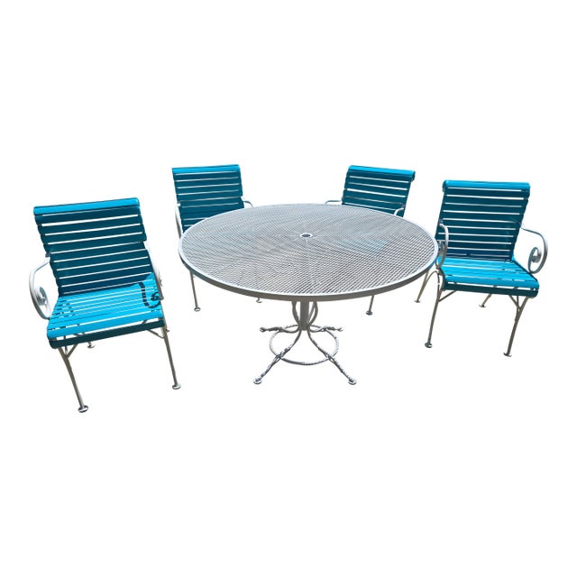 Vintage Mid-Century Woodard Ionian 5 Piece Dining Table &. 4 Chairs, Attributed For Sale