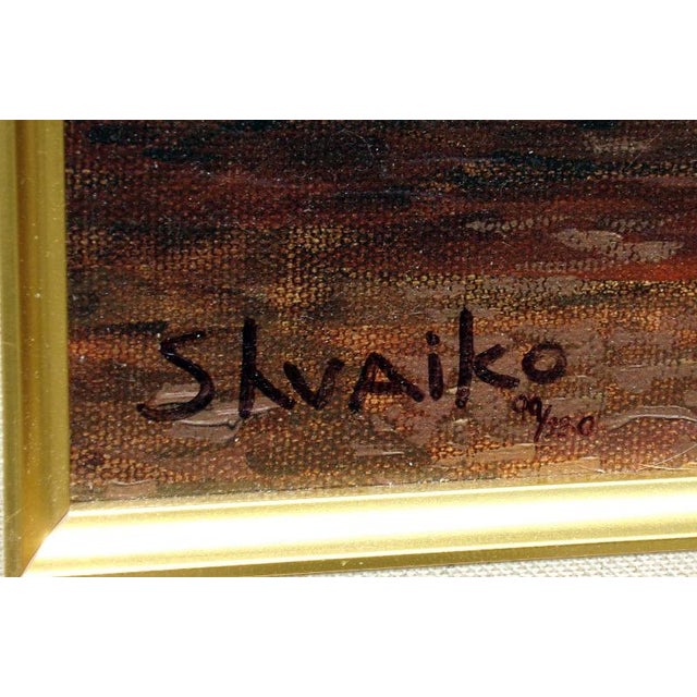 Viktor Shvaiko Au Rapin Restaurant Hand Embellished Signed Art Serigraph Canvas* For Sale - Image 4 of 5