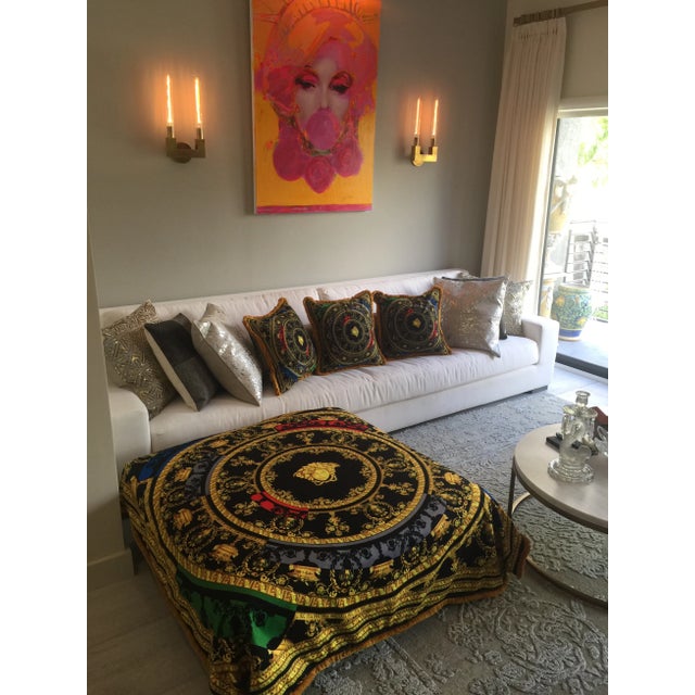 Textile Italian Gold/Black Velvet Throw Made From Upholstery Fabric For Sale - Image 7 of 12