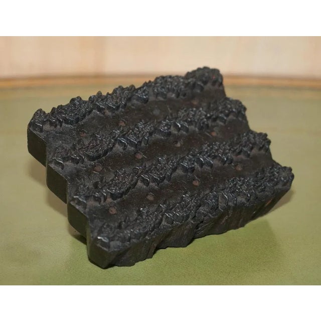 Large Antique Hand Carved Floral Printing Block for Wallpaper For Sale - Image 3 of 13