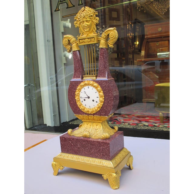 Early 19th Century Very Fine Charles X Imperial Porphyry Lyre Clock For Sale In New York - Image 6 of 18