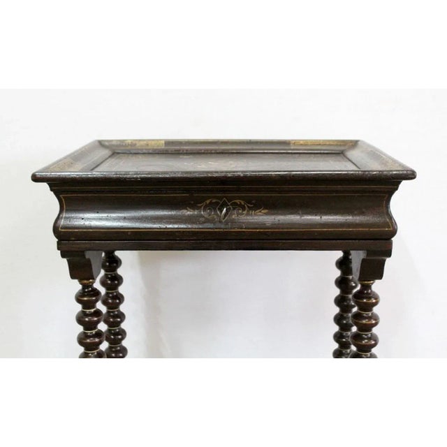 Small Napoleon III Period Lacquered Wooden Work Table, Mid 19th Century For Sale - Image 10 of 18