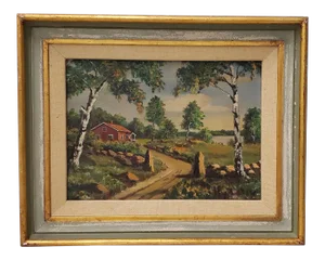 Fine Vintage Oil Painting "Country Road" C.1950s