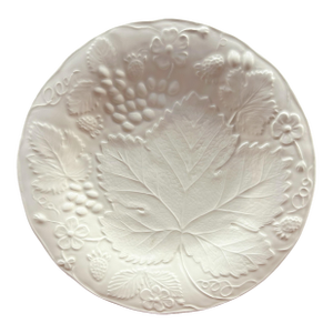 Vintage Olfaire White Grape Leaf Leaves Vine Majolica Dinner Plate