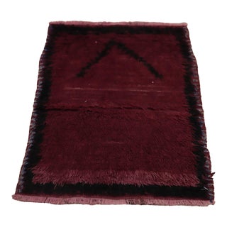 1960s Turkish Art Deco Style Hand Knotted Ruby Red Kilim Rug For Sale