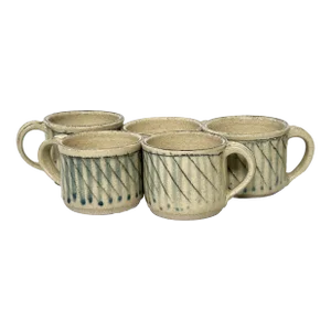 Ceramic Mid Century Mugs, Set of 5