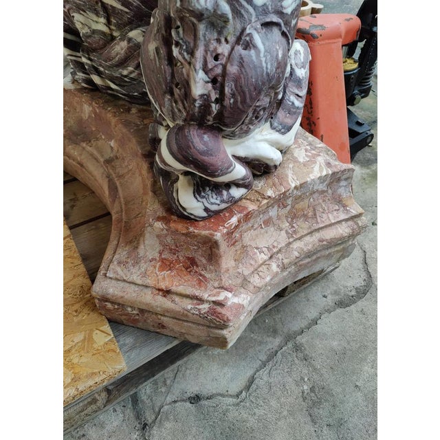 Wall Fountain in Breccia Pernice and Giallo Siena Marble, 19th Century For Sale - Image 4 of 12