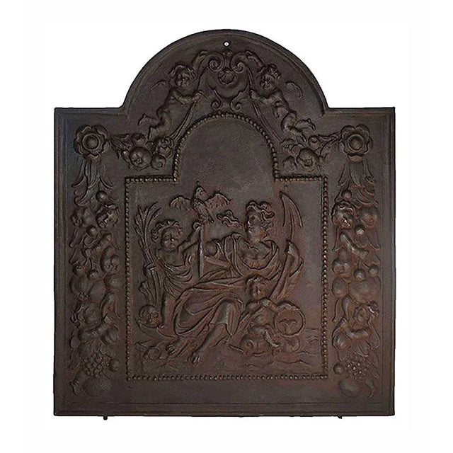 Antique Cast Iron Fireback For Sale - Image 4 of 4