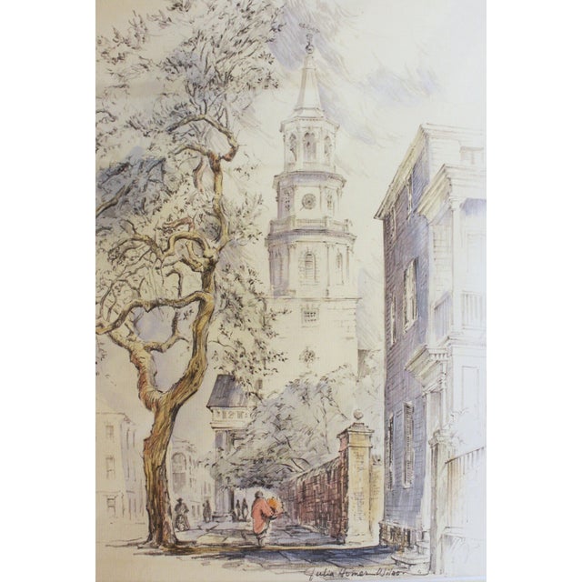 Mid 20th Century C. 1950s "St. Michael's Church Street" Print by Julia Homer Wilson For Sale - Image 5 of 5