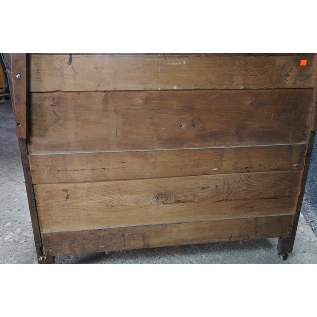 Antique Victorian Quartersawn Oak Serpentine Mirrored Chest of Drawers Dresser For Sale - Image 15 of 16