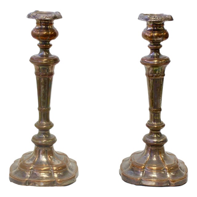 Antique English Sheffield Candlesticks- a Pair For Sale