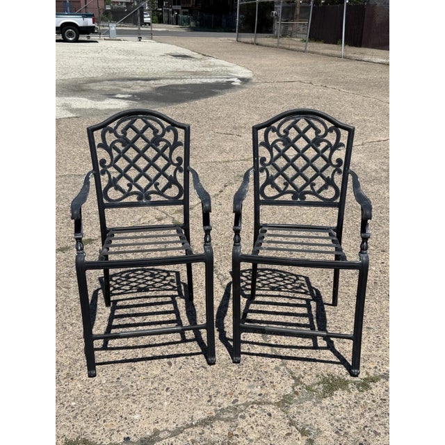 Contemporary Martha Stewart Living Collection Cast Aluminum High Patio Pool Arm Chairs - a Pair. Circa 21st Century, Pre-...