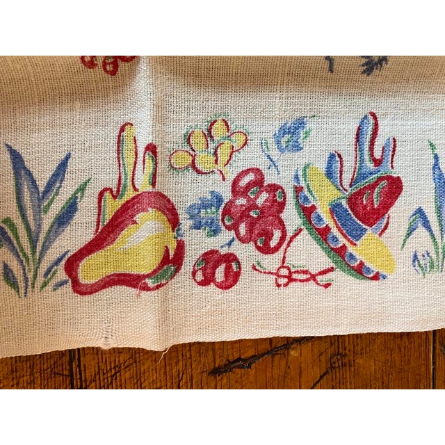 Vintage Oversized Linen Kitchen Tea Towel, Spanish Themed For Sale In Portland, OR - Image 6 of 8