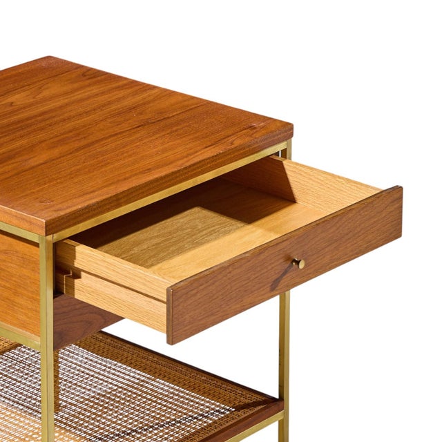 Paul McCobb Model 8714 Mid Century Mahogany, Brass and Cane Nightstands - Pair For Sale - Image 10 of 13