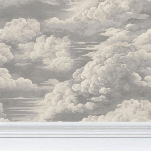 Paper Kipling Clouds Etching Removable Wallpaper – Antique Cream 3 Yard Roll For Sale - Image 7 of 7