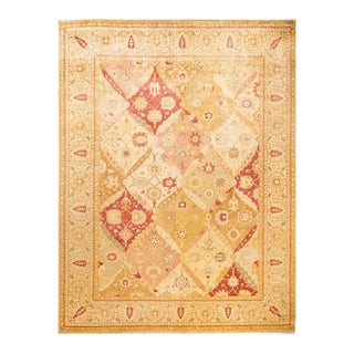 Eclectic, One-of-a-Kind Hand-Knotted Area Rug in Yellow, 9' 1" x 12' 3" For Sale