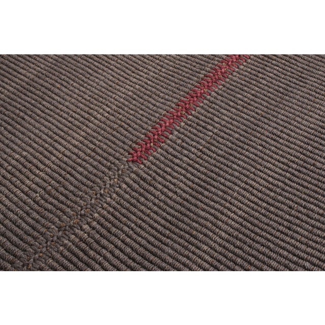 Rug & Kilim Rug & Kilim’s Modern Kilim Rug in Red and Gray-Brown Striped Patterns For Sale - Image 4 of 8