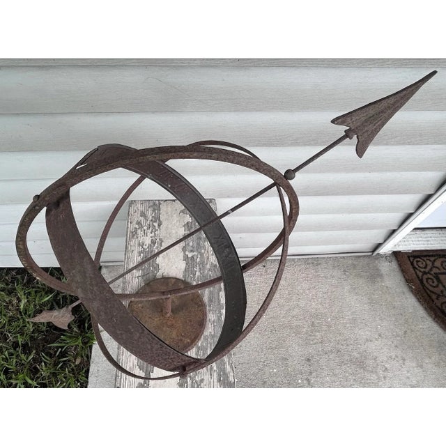 Brown Vintage Mid 20th Century Swedish Wrought Iron Armillary Sphere on Cast Iron Base For Sale - Image 8 of 9