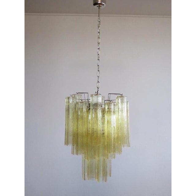 Tube Chandeliers in Gold Murano Glass, 1970s, Set of 3 For Sale - Image 11 of 16
