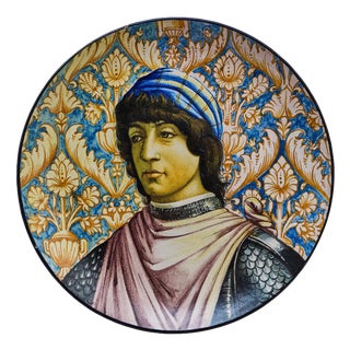 Large Italian Platter with Portrait After Botticelli For Sale