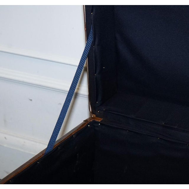 Vintage Hand-Dyed Brown Leather Lockable Storage Trunk For Sale - Image 10 of 16