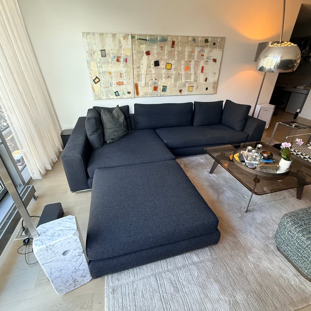 Minotti Two Piece Sectional with Ottoman Italian beauty and craftsmanship, designed by Rodolfo Dordoni, architect and...