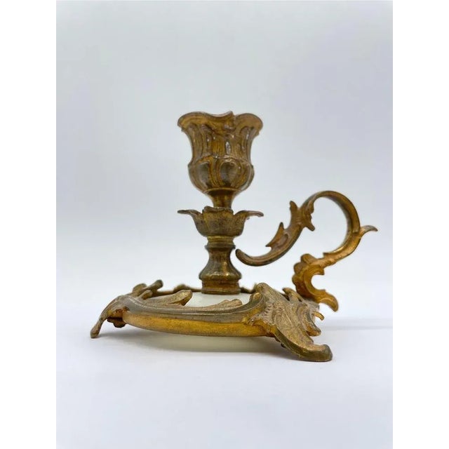 Neo-Rococo Candlestick in Gilded Bronze, 1900 For Sale - Image 4 of 10