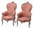 Vintage Wooden and Fabric Armchairs, 1950s For Sale