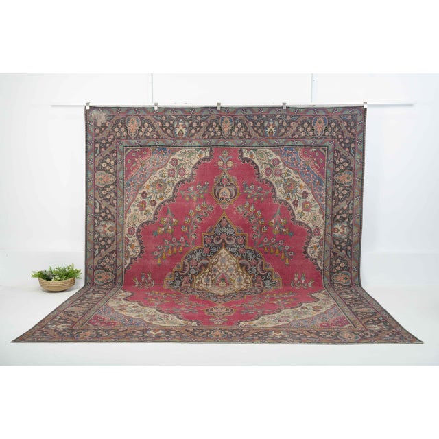 Vintage Persian Hand-Knotted area rug is a semi-antique vintage area rug. The '70s Eastern region of Persia's unique rug...