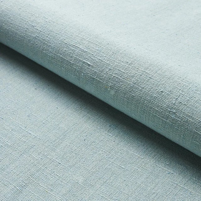 Sample - Schumacher Marco Performance Linen Fabric in Mist For Sale