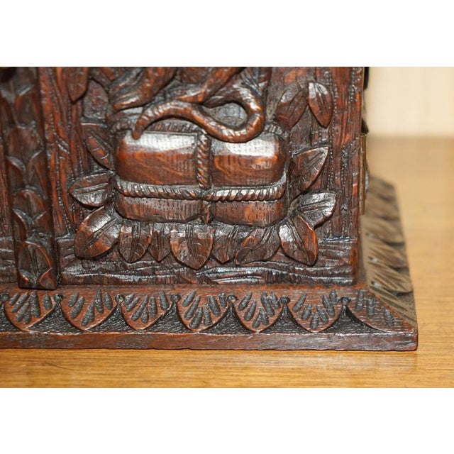Carved Black Forest Wood Smoking Pipe Cabinet Box, 1870s For Sale - Image 9 of 18