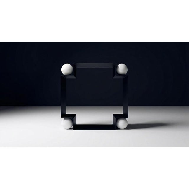 Yin yang side table, steel and porcelain, by auste ost dimensions: w 50 x d 30 x h 50 cm materials: painted steel,...