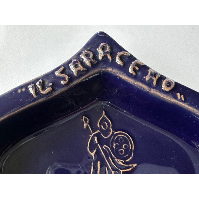 Navy Blue Amalfi Coast Italian Pottery Hotel Ashtray For Sale - Image 8 of 12