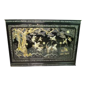 A Wall-Size(10' Wide X 7'tall X 24"deep) Custom-Made Korean Mother-Of-Pearl Inlaid Armoire, Ca.1970s