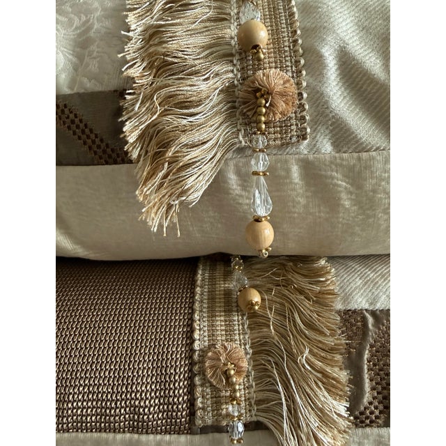 Lux Patchwork With Fringe Pillows - 18" X 18" Sold as a Pair For Sale - Image 9 of 9