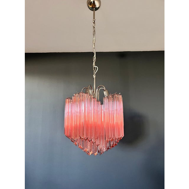 Modern Quadriedri Glass Chandelier in 60 Pink Prism Quadriedri, 1990 For Sale - Image 15 of 17