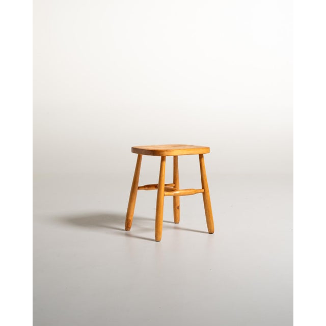 Brown Scandinavian Birch Stool, 1950s For Sale - Image 8 of 8