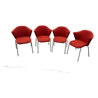 Vintage Collection of Red Abstract Coalesse Steelcase Dining Chairs For Sale