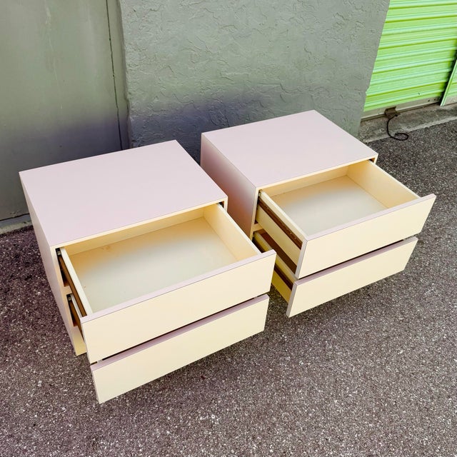 Postmodern Postmodern Light Pink Laminate Nightstands - A Pair For Sale - Image 3 of 6